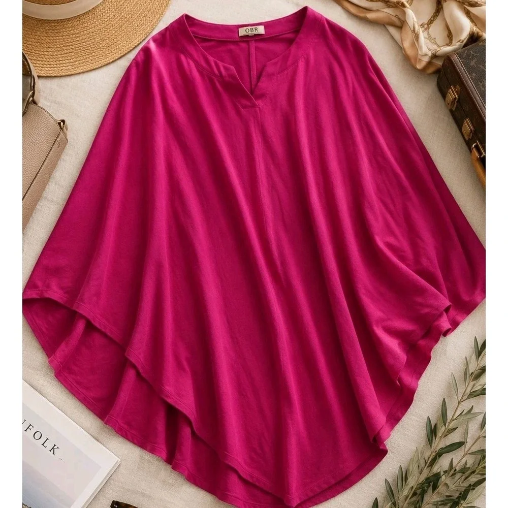 Merino Wool Poncho One Size New Zealand 100% Wool Pink Lightweight Travel Wrap